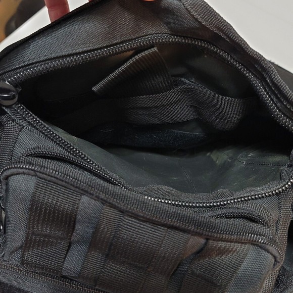 Tactical MOLLE Hipster Sling Cross Body Bag Conceal Messenger Black Travel Pack - Picture 4 of 11